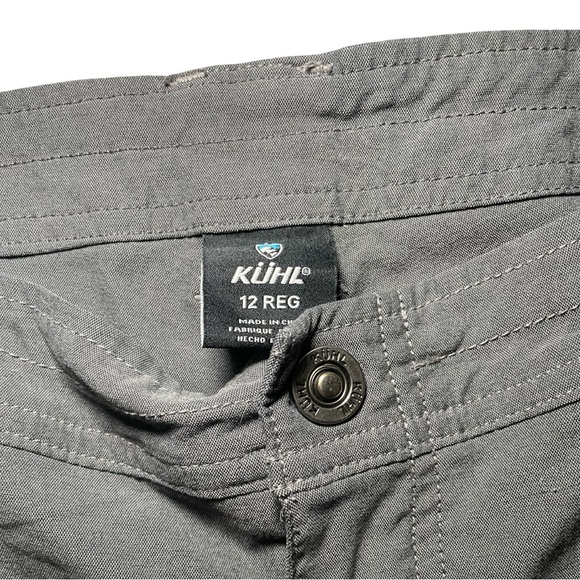 Kuhl Pants Women's 12 Reg Gray Cotton Stretch Cargo Hiking Snap Closure Pockets - Picture 4 of 8